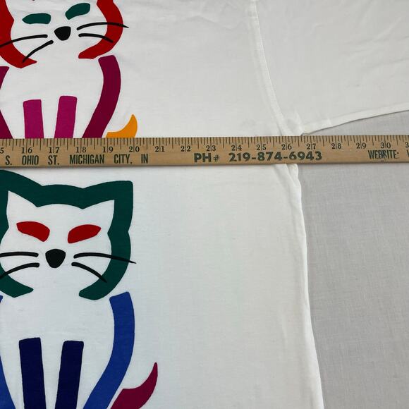 VTG Bo Bendixen Denmark Cat Graphic T-Shirt White size XXL Danish Art - Picture 6 of 6
